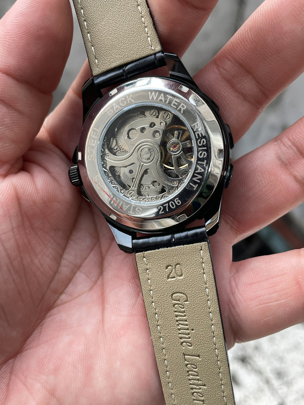 Relógio Masculino Automático Skeleton Pallyjane Transparente Pulseira De Couro⁠