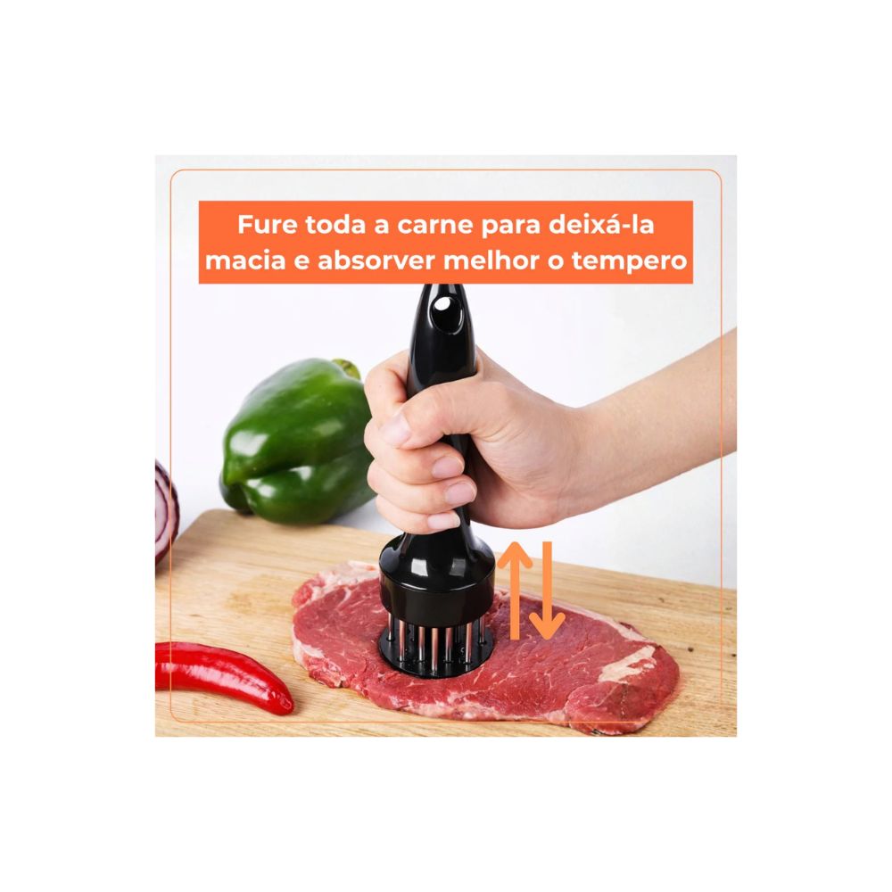 Amaciador Batedor Furador De Carne Bife Martelo Manual Aço Inox Profissional