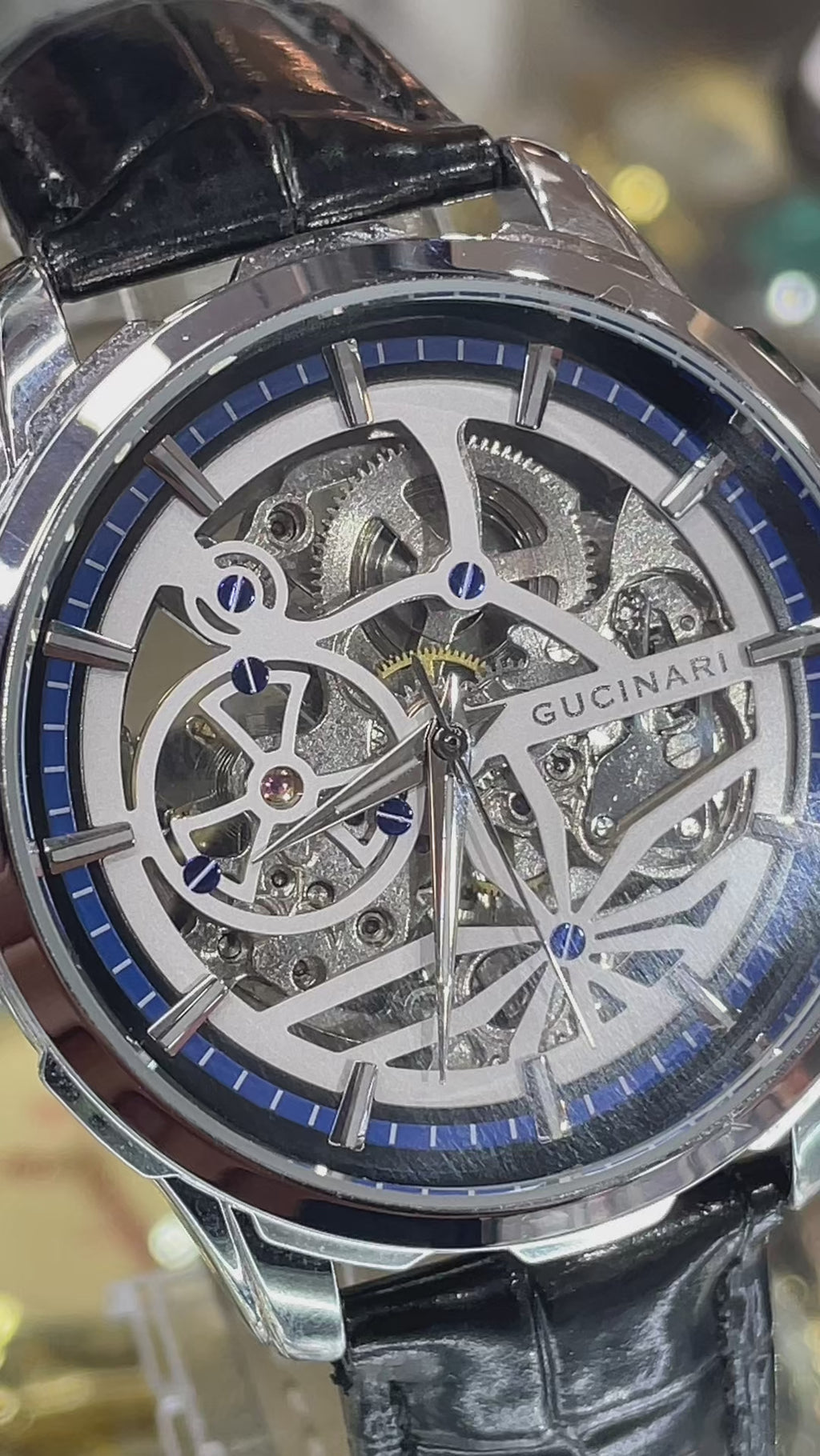 Relógio Masculino Automático Skeleton Pallyjane Transparente Pulseira De Couro⁠